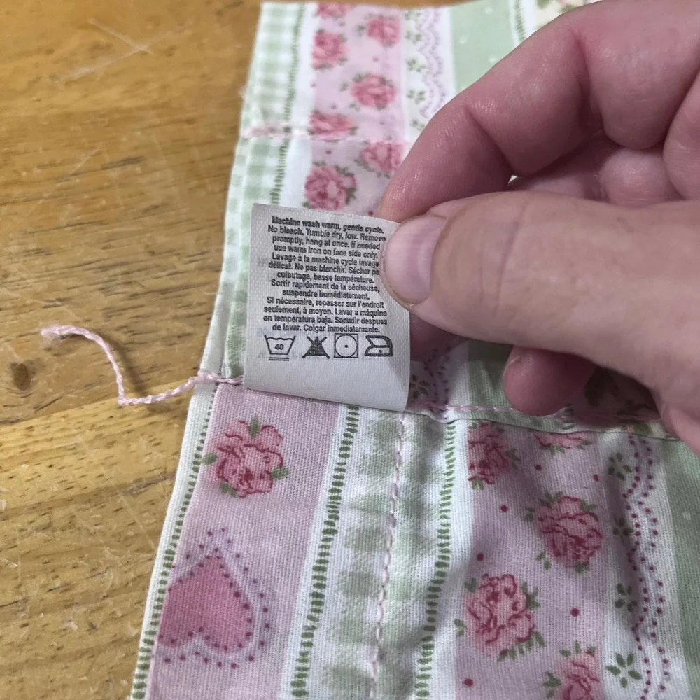 WestPoint Stevens Valance Home 84x17 Pink Green Vtg Cottagecore Floral Hearts